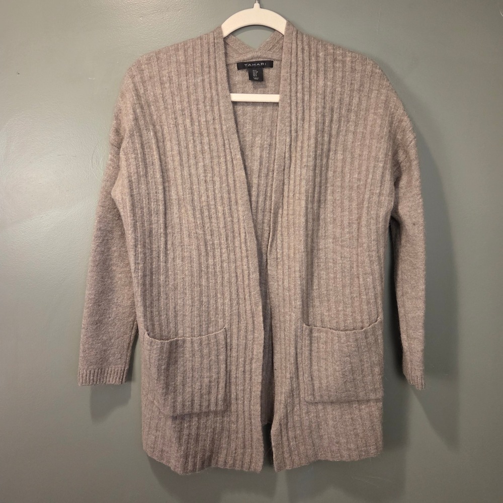 Tahari Women's Open Front Cardigan Sweater Wool Alpaca Blend, Size S‎